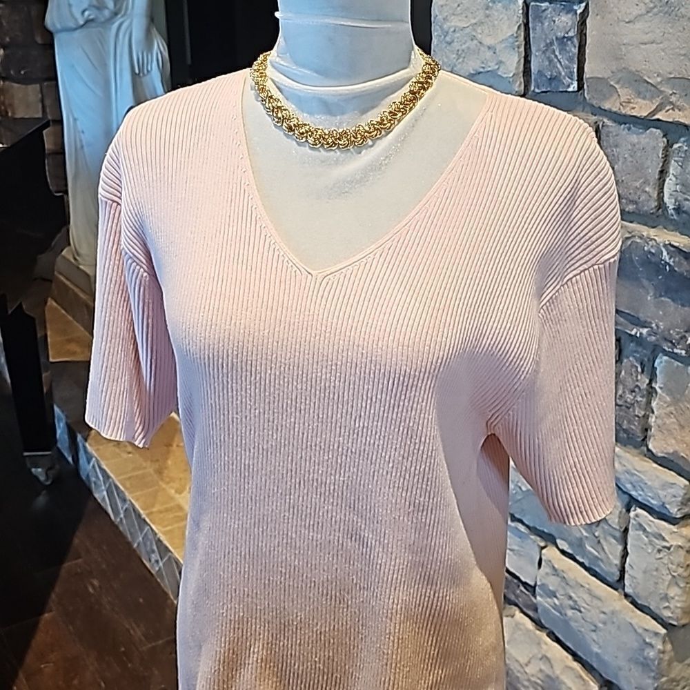 Cotton candy pink short sleeve lightweight sweater by Dress barn size 1X